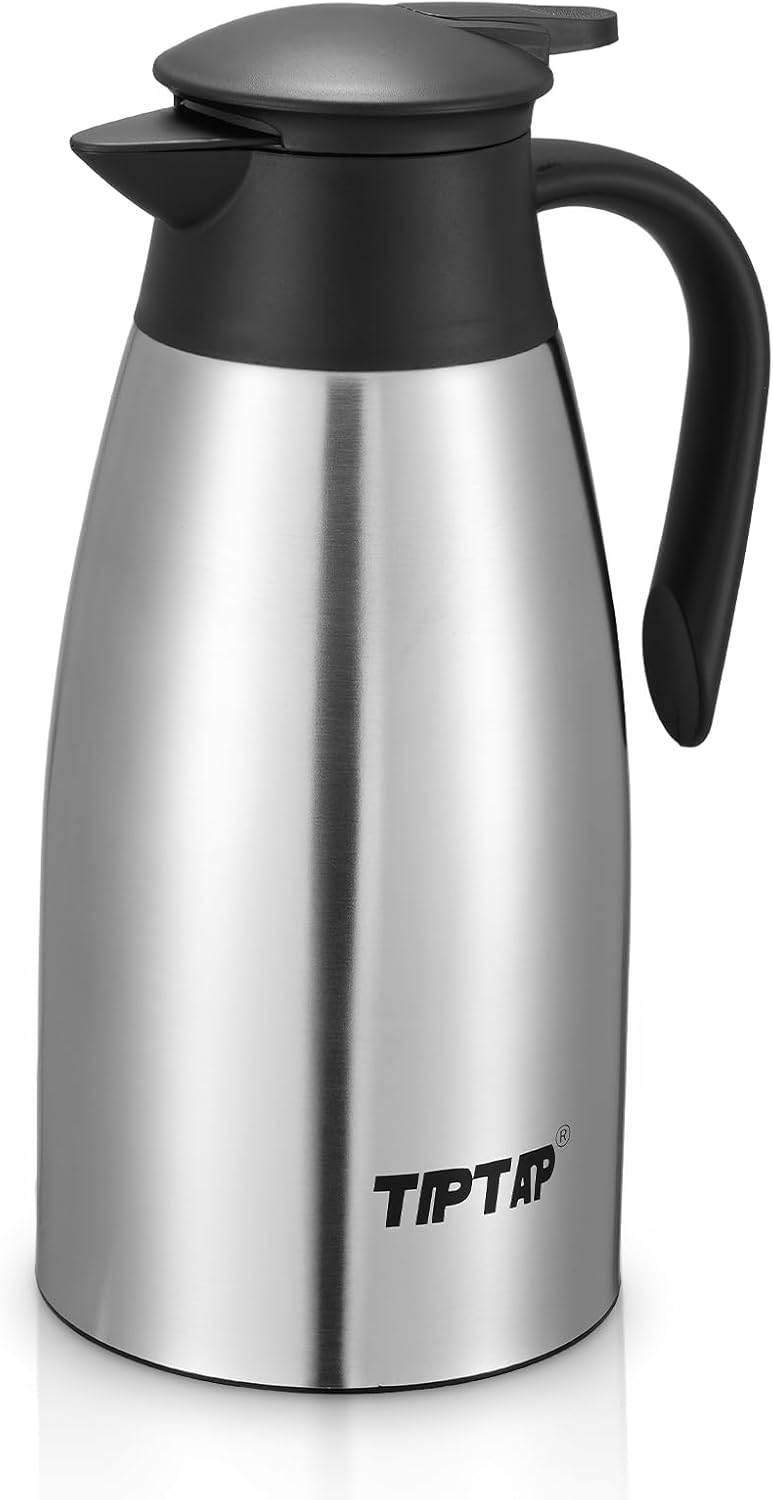 TIPTAP 70oz Thermal Coffee Carafe, Stainless Steel Insulated Vacuum Coffee Carafes For Keeping Hot and Cold, 2 Liter Beverage Dispenser - Image 1